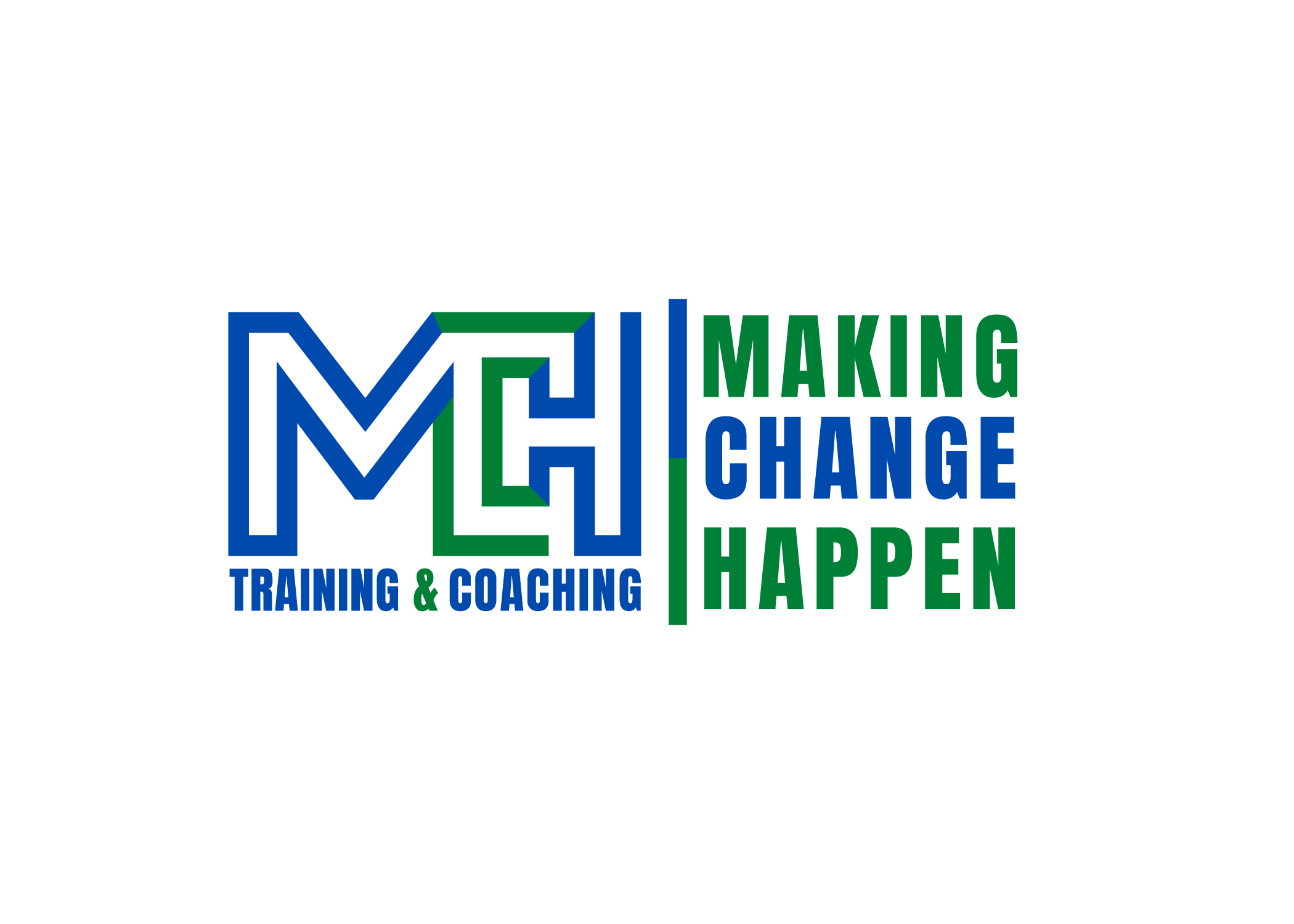 Logo van ons bedrijf. MCH. Wat betekent Making Change Happen.