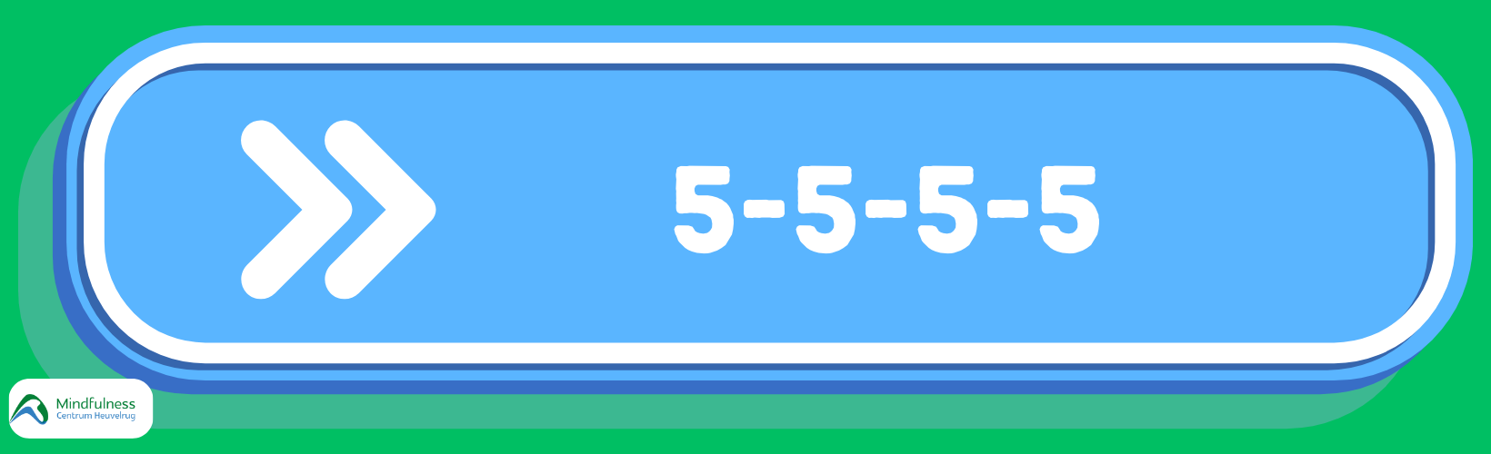 Header mindfulness in blauw wegwijzer teken en cijfers in wit 5-5-5-5 met mindfulness logo